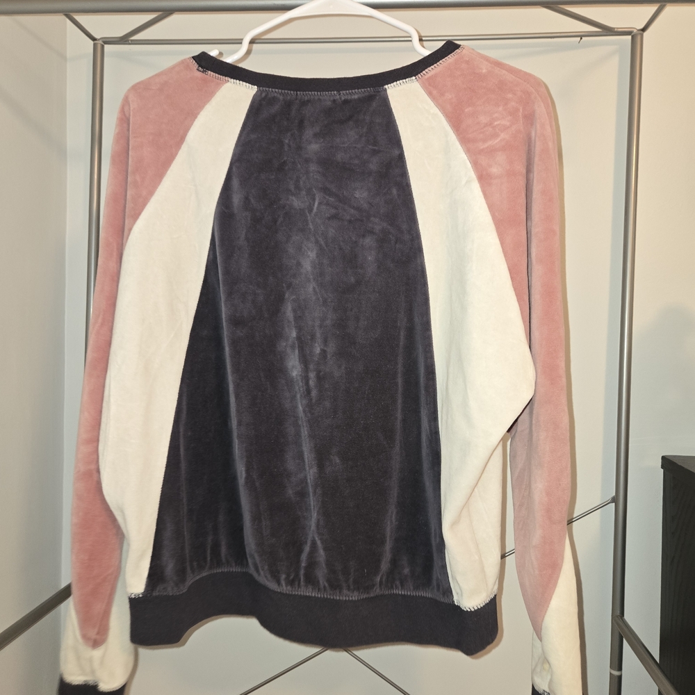 Forever 21 Velvet Raglan Top in Pink, Cream, and Black